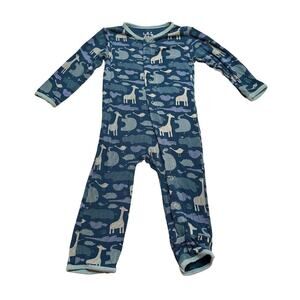 Kickee Pants Blue Safari Romper sz 6-12 months Baby Boy sleeper